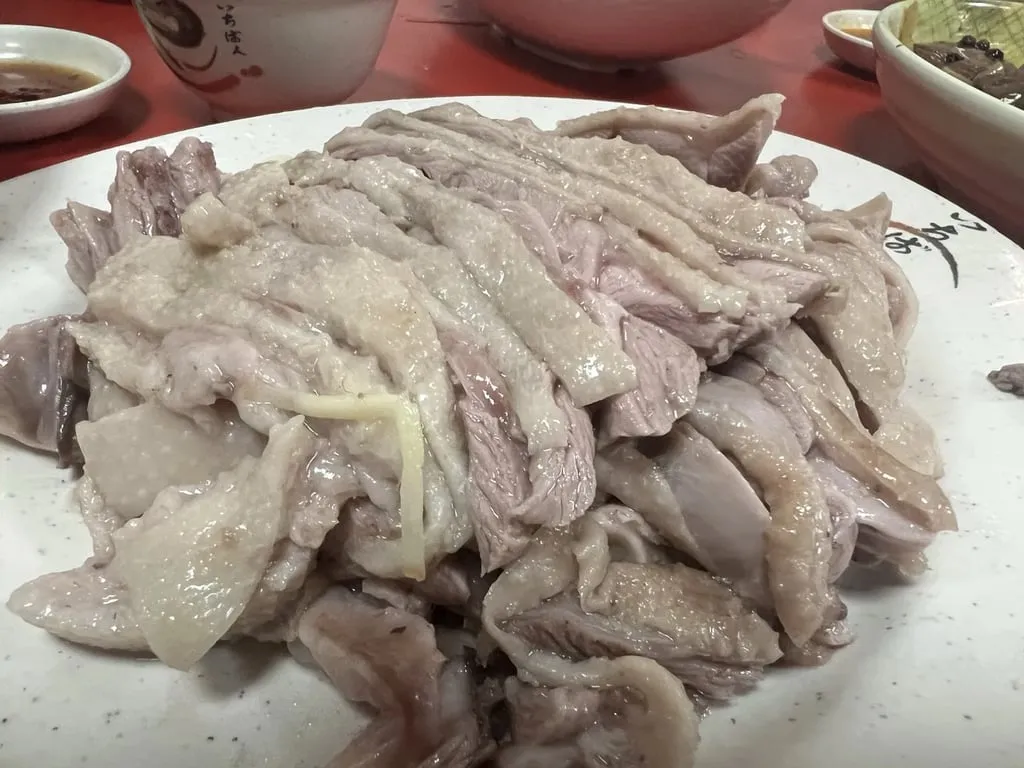 A-Cheng signature deboned sliced goose on white plate — Taiwan Insider
